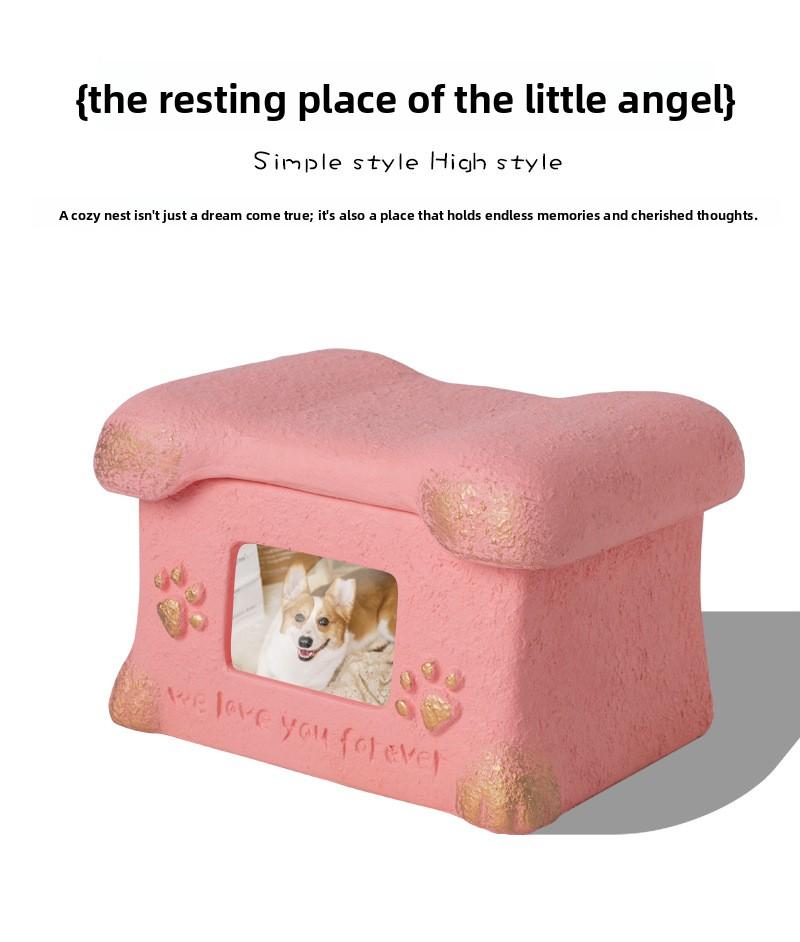 SoPets Pet Cremation Urn for Dogs Cats Personalized Memorial Box for Ashes with Secure Lid and Engraving Plate to Honor Your Beloved Pet Angel