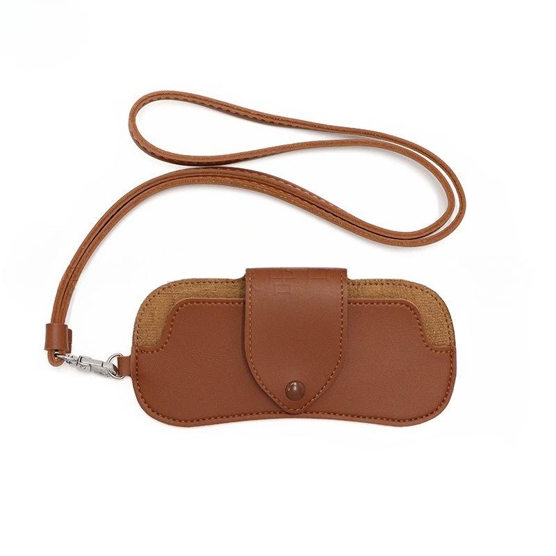 PU Leather Neck Glasses Case – Portable Hanging Eyewear Pouch, Scratch-Proof Sunglasses Holder for Travel
