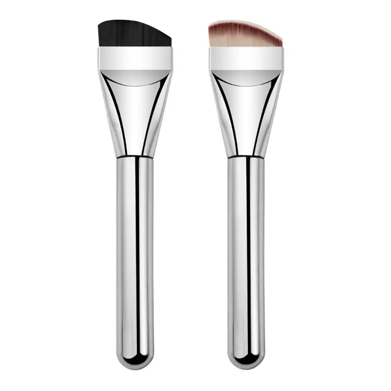 Pro angled makeup brush fits nose & under-eye corners, seamless finish for foundation, concealer and mask cream, skin-friendly essential for makeup influencers.