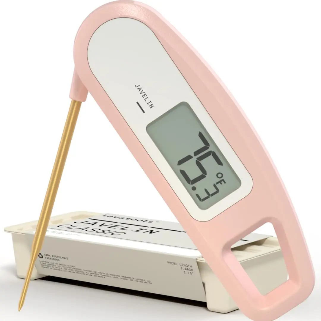 Javelin® Ultra- 3-Second Digital  Read Meat Thermometer for Grill and Cooking, 2.75" Probe, Compact Foldable Design, Large Display, IP65 Water Resistant, NSF Certified – Rhubarb