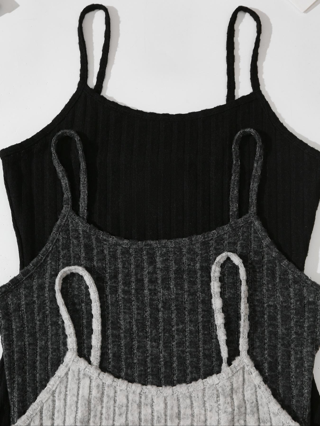 Women's Solid Ribbed Crop Top & Romper Set, Casual Basic Fashion Minimalist Cozy Top & Romper for Daily Outdoor Wear, Ladies Clothes for All Seasons, Fitted