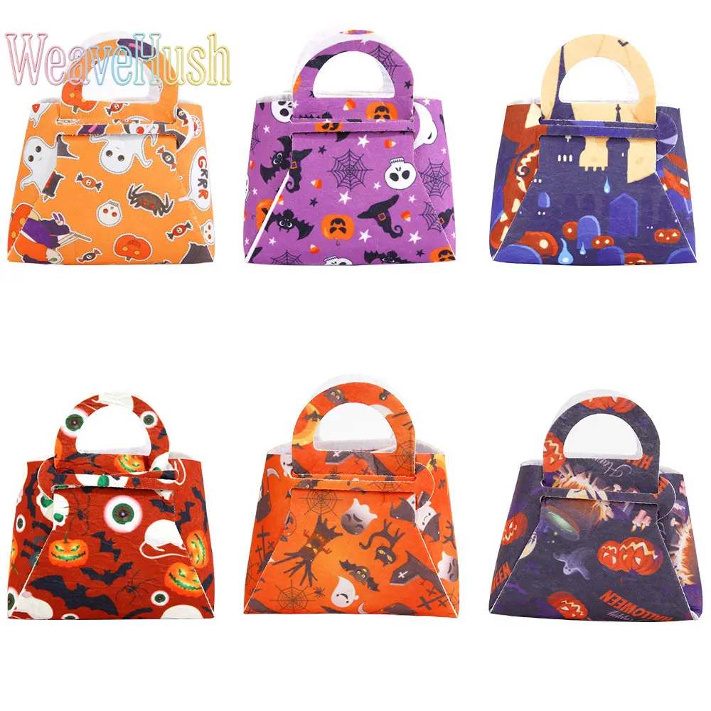 Creative Bat Pumpkin Felt Halloween Candy Tote Bag, Kids Halloween Party Essentials, Reusable Trick‑or‑Treat Gift Bag for Children Halloween Dress‑Up Holiday Party Use