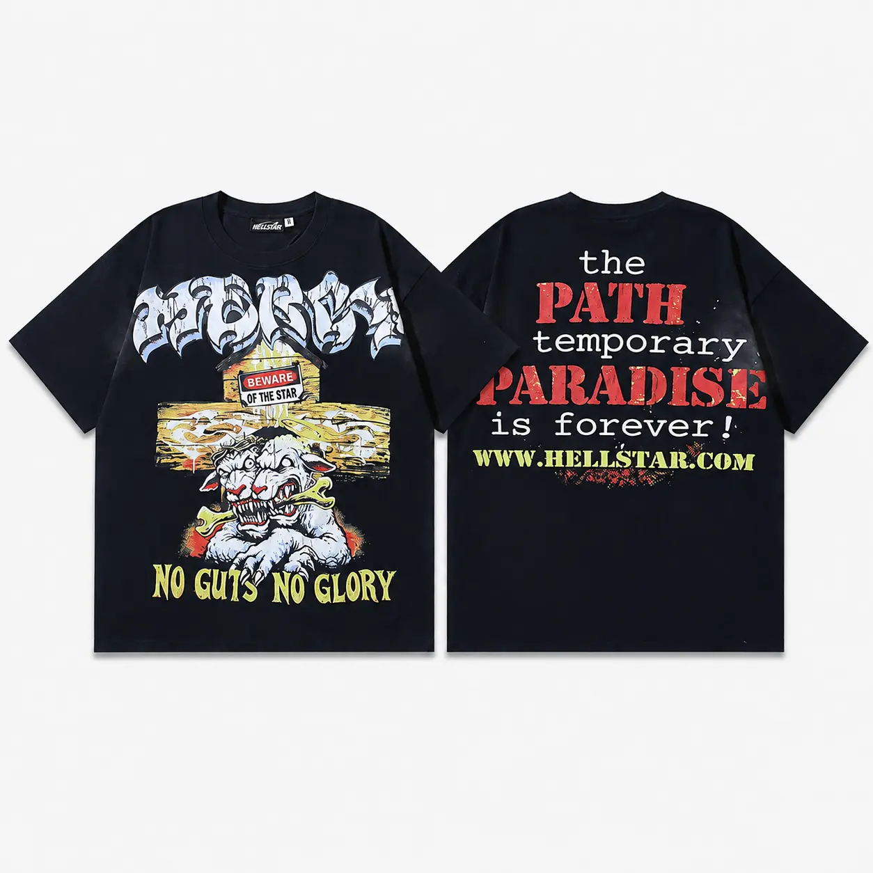 Hellstar Graphic T Shirt Y2K Streetwear Heavyweight 100% Cotton Oversized Tee, Vintage Washed Style Short Sleeve Shirt, Gothic Hip Hop Fashion Top for Men Women, Casual Summer Clothing