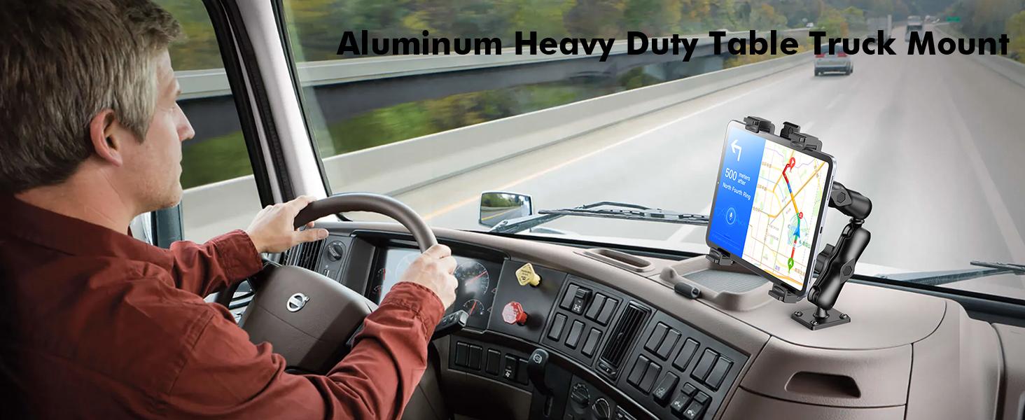OHLPRO Truck Tablet Mount, Heavy-Duty iPad Holder, Suitable for 360-Degree Drilled Base ° Adjustable 2-level arm car mount, suitable for all 7inch - 11.5inch iPad Pro, Mini, Samsung tablets, Nexus, ideal for desktops, walls, buses, etc