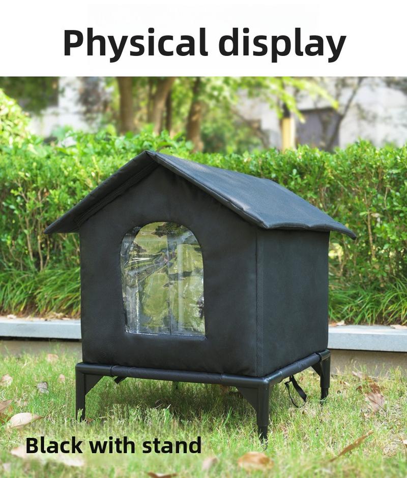 Outdoor Waterproof Cat House for Strays Winter Insulated Shelter Made of Oxford Fabric Windproof Rainproof with Removable Cushion All Weather Feral Cat Shelter