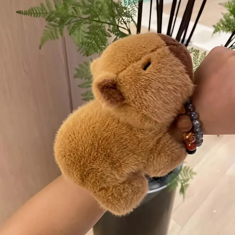 Cute Capybara Plush Toy Bracelet, Soft PP Material, Dark Fill, Fun Accessory for Games and Decoration, Quality Winter Plush