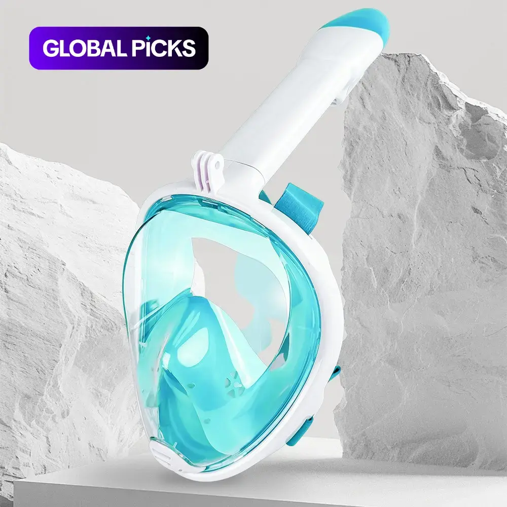 New full-dry snorkeling full-face mask, swimming and diving goggles, 180-degree panoramic anti-fog and anti-leak diving mask, with top dry system and detachable camera mount, suitable for adults and children, Snorkeling Gear #GLOBAL PICKS