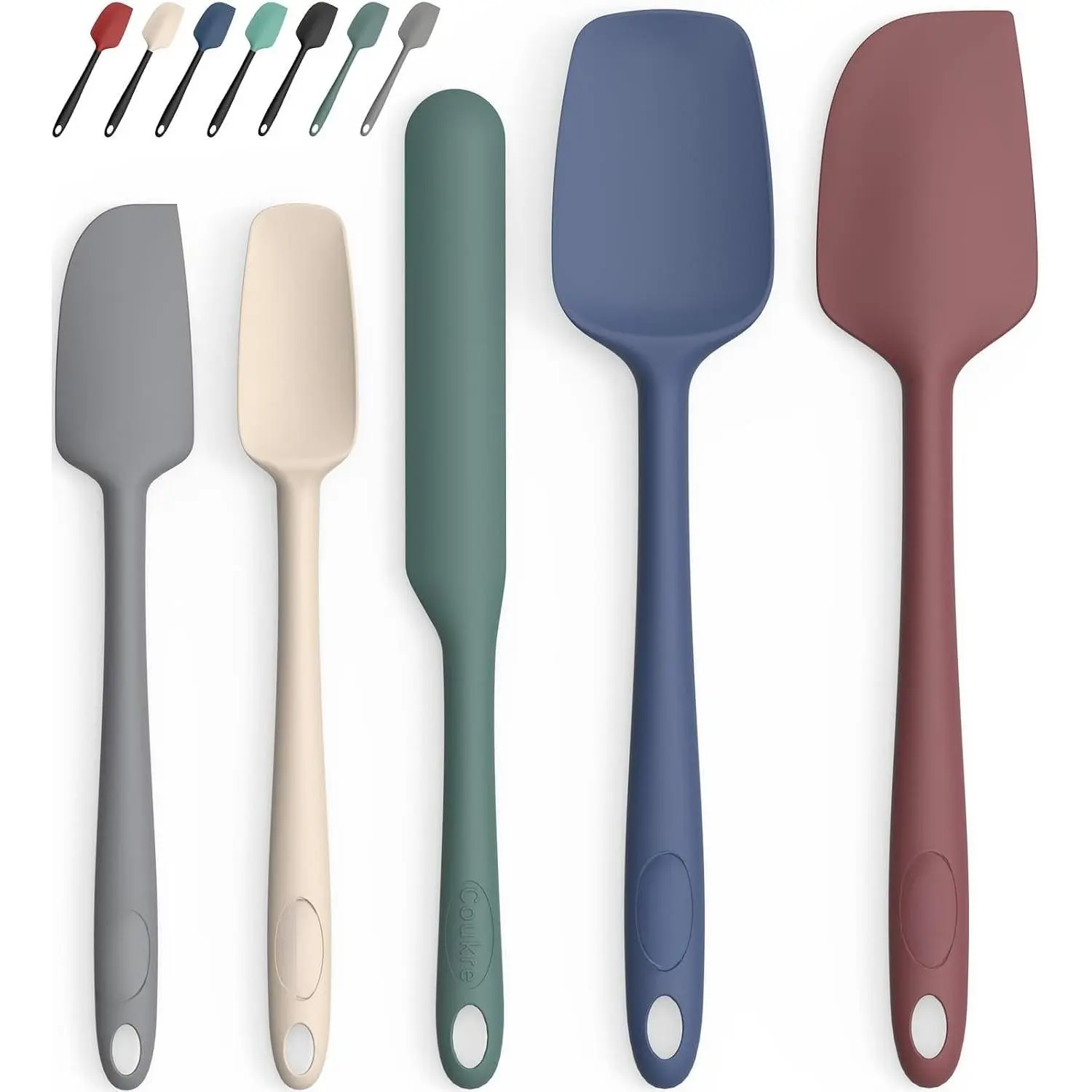 5-Piece Flexible Detachable Plastic Bakeware Spatula Set, Food-Grade Plastic, High Temperature Resistant, Dishwasher Safe, for Baking & Cooking (Pure Colorful A), Heatproof