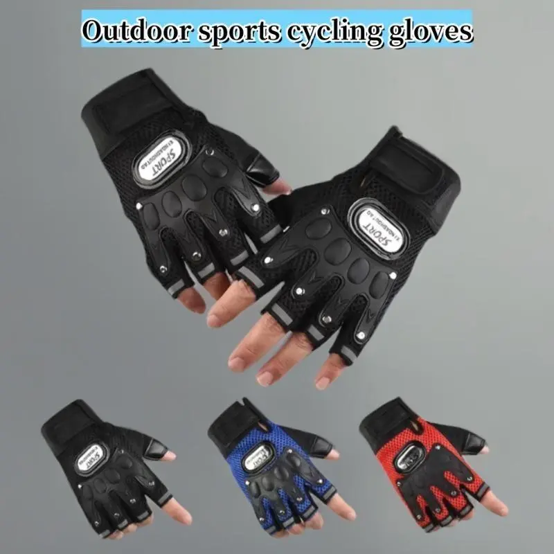 Non-Slip Half-Finger Sports Gloves for Outdoor Activities - Durable, Wear-Resistant Cycling & Training Gloves, Fitness Accessories in Black/Red/Blue