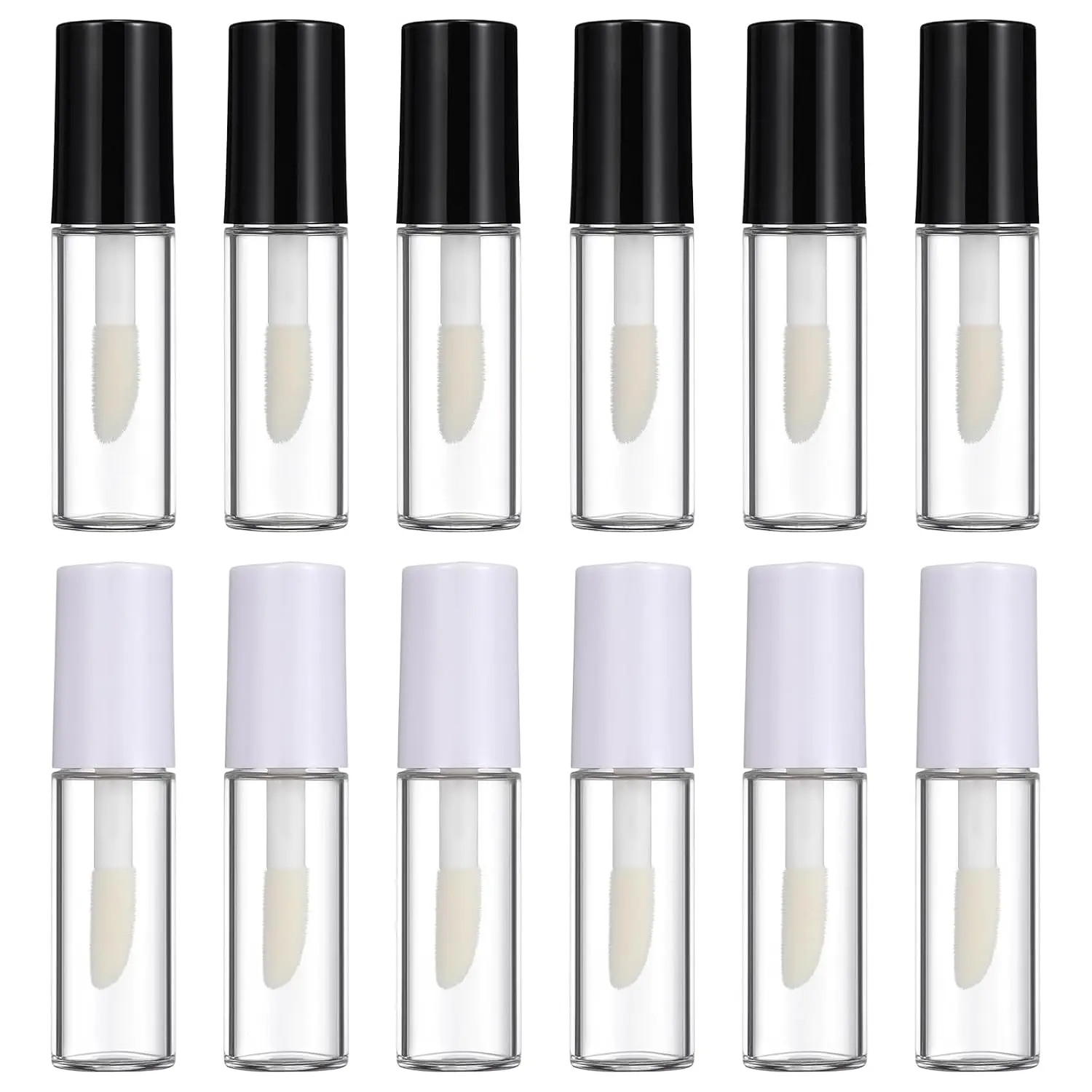 12 count Empty Lip Gloss Tubes 1.2ml Clear Mini Refillable Lip Balm Bottles with Rubber Inserts and Brush Mini Makeup Containers for Samples Lips Balms DIY Makeup Travel Split ()