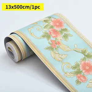 13x500cm Self-Adhesive Border Wallpaper, Waterproof Moisture-Proof, Living Room Bedroom Decor Sticker, Universal for Baseboard & Crown Molding, One Sticker Upgrades Whole Room Style.