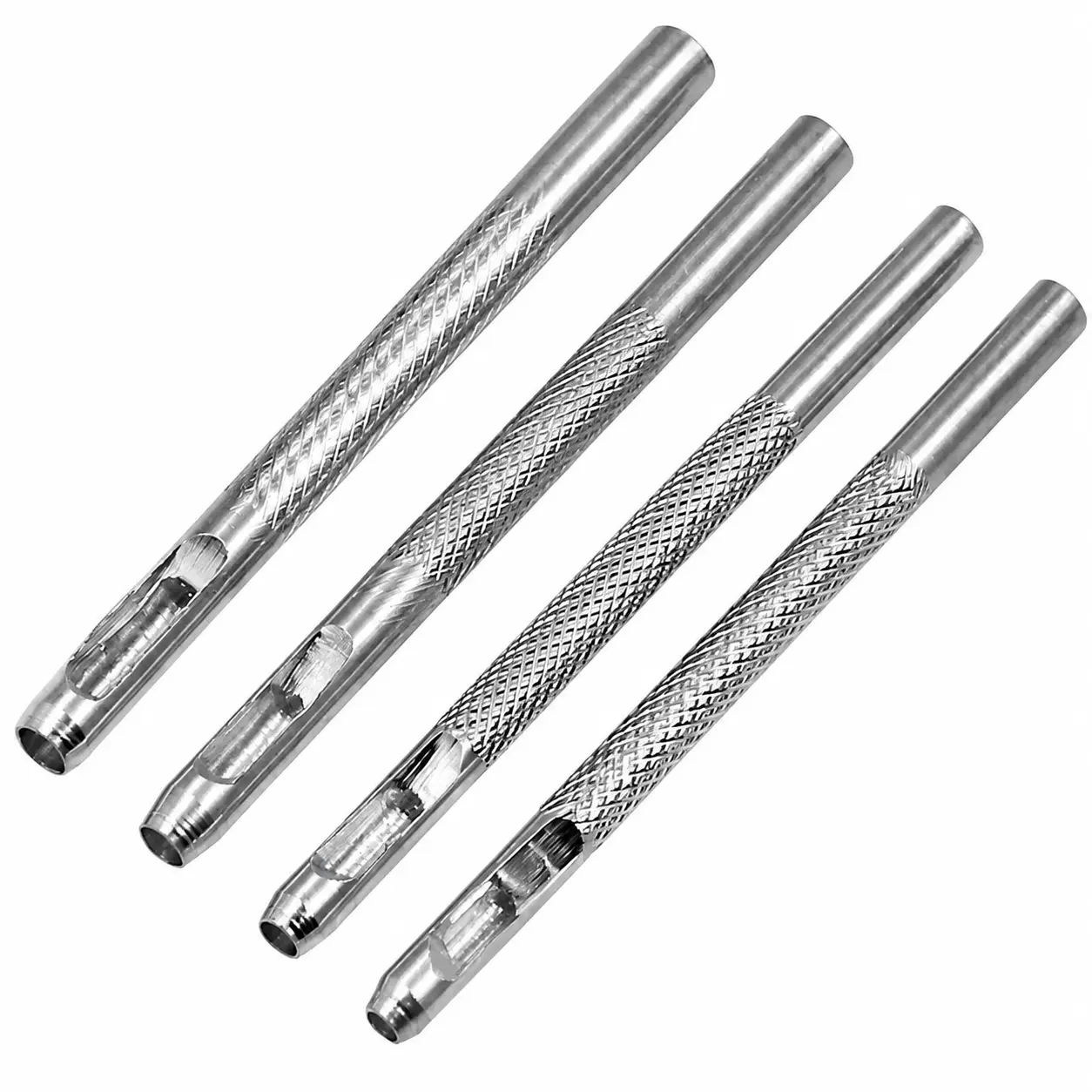 Leathercraft 4-Piece Heavy-Duty Hollow-Core Leather Belt Punch Set - Precision Holes Tool for Thick Materials, Crafts, Backpack Straps, Belts