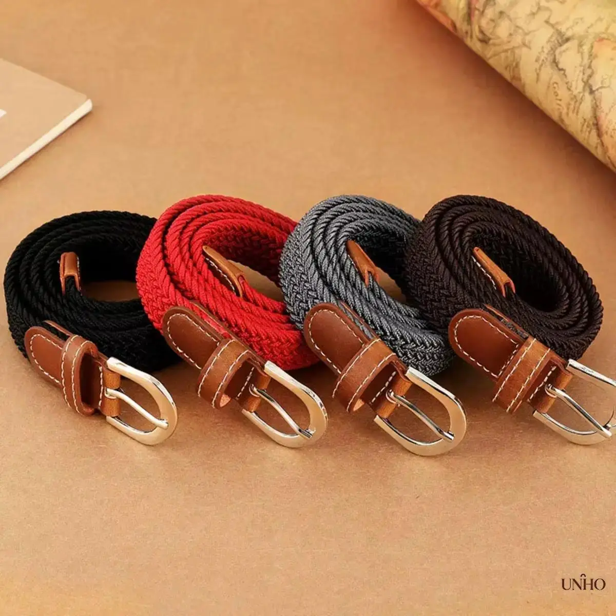 Unisex Resin Buckle Stretch Woven Braided Belt, Adjustable Casual Elastic Strap For Jeans Pants, Multi-Use Daily Bag Accessory