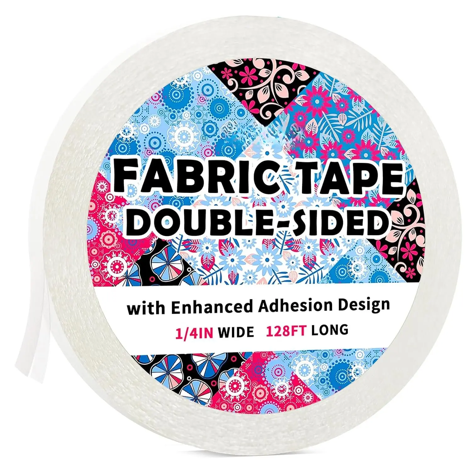 Double-Sided Fabric Tape  Adhesion Hemming Tape, 1/4" x128ft | 1 Roll No Sew No Iron Cloth Tape for Pants Quick Clothes Repairs Dresses Carpets Hemming Curtains Crafts Peels Off Easily