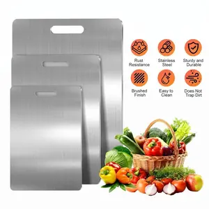 Stainless Steel Cutting Board Set Food-Grade Metal Chopping Boards for Meat Vegetables & Ultrathin & Durable, Portable & Rust-Resistant Easy to Clean More Edge-Smoothing Kitchen Tools (S+M+L)#DealsForYouDays
