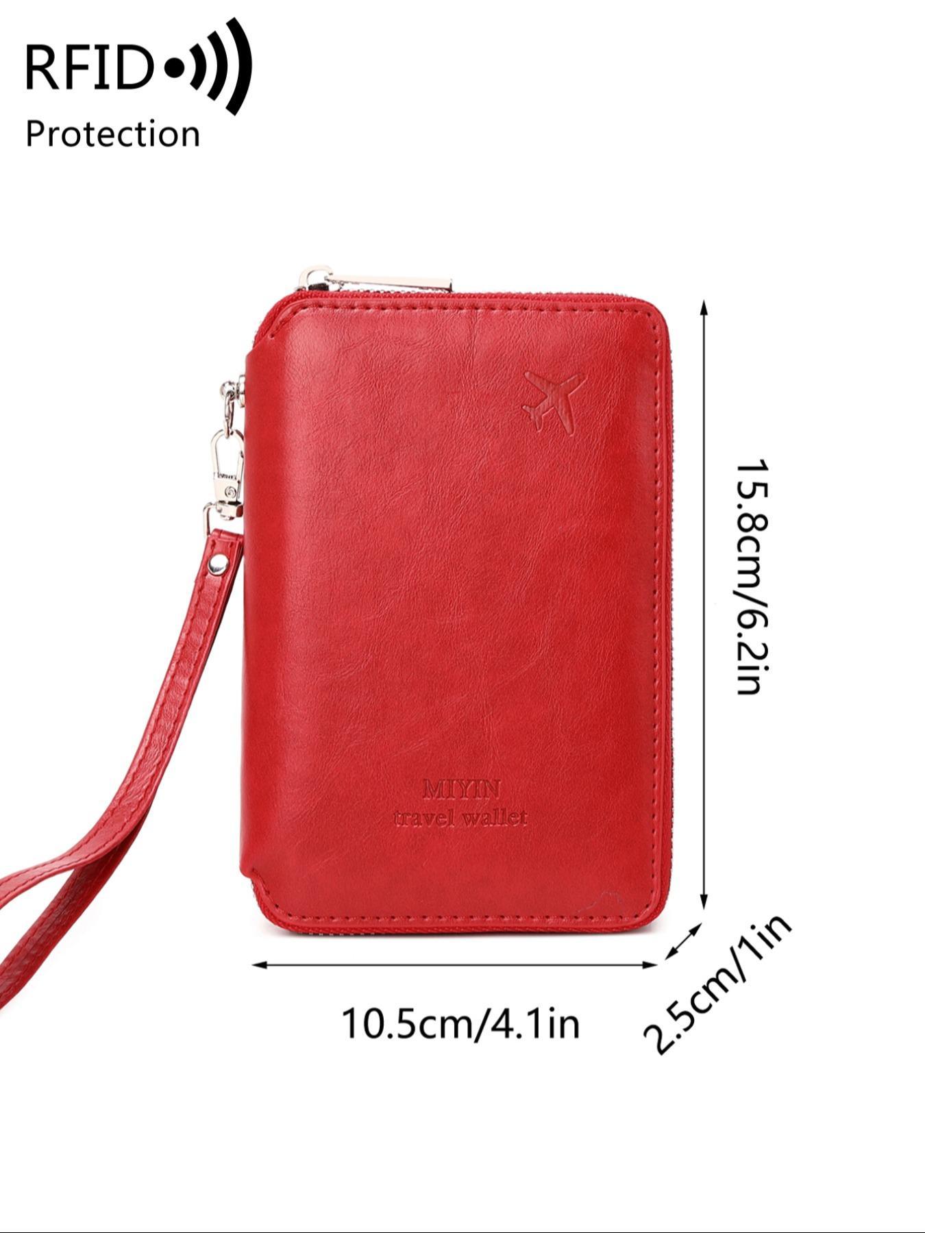 Summer Solid Color Airplane Passport Card Bag, Multifunctional Zipper Card Slots Wallet, Portable RFID Blocking Travel Wallet for Women & Men, Passport Cover, Card Organizer, Travel Document Holder