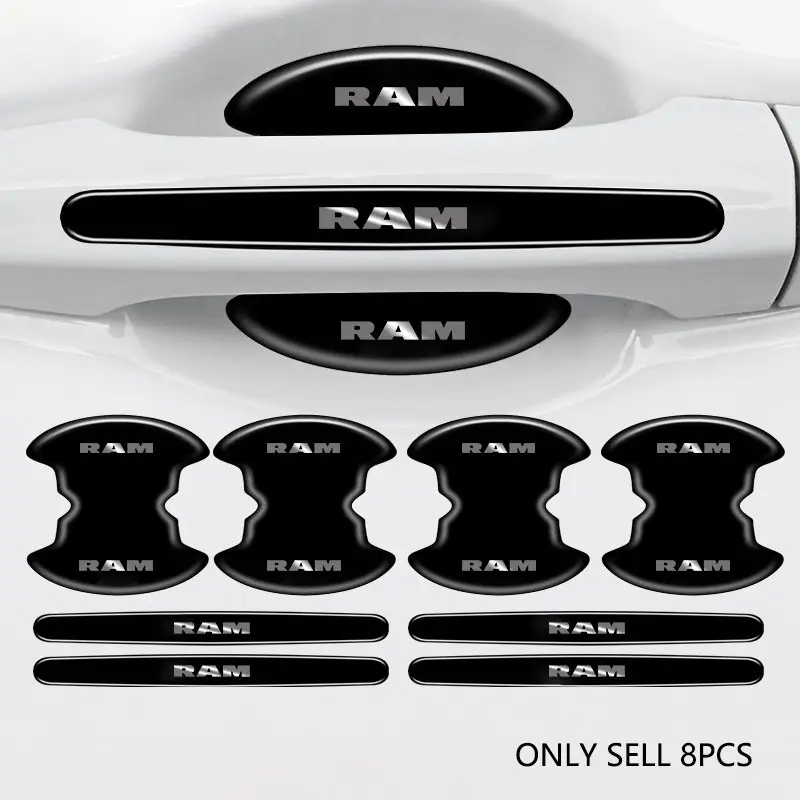 8pcs Car Door Bowl Handle Protector Film Sticker Decal, Accessories for Dodge RAM 1500 Journey Charger Dart Challenger Durango, Easy Install, Automobile Decals, Automotive Decals
