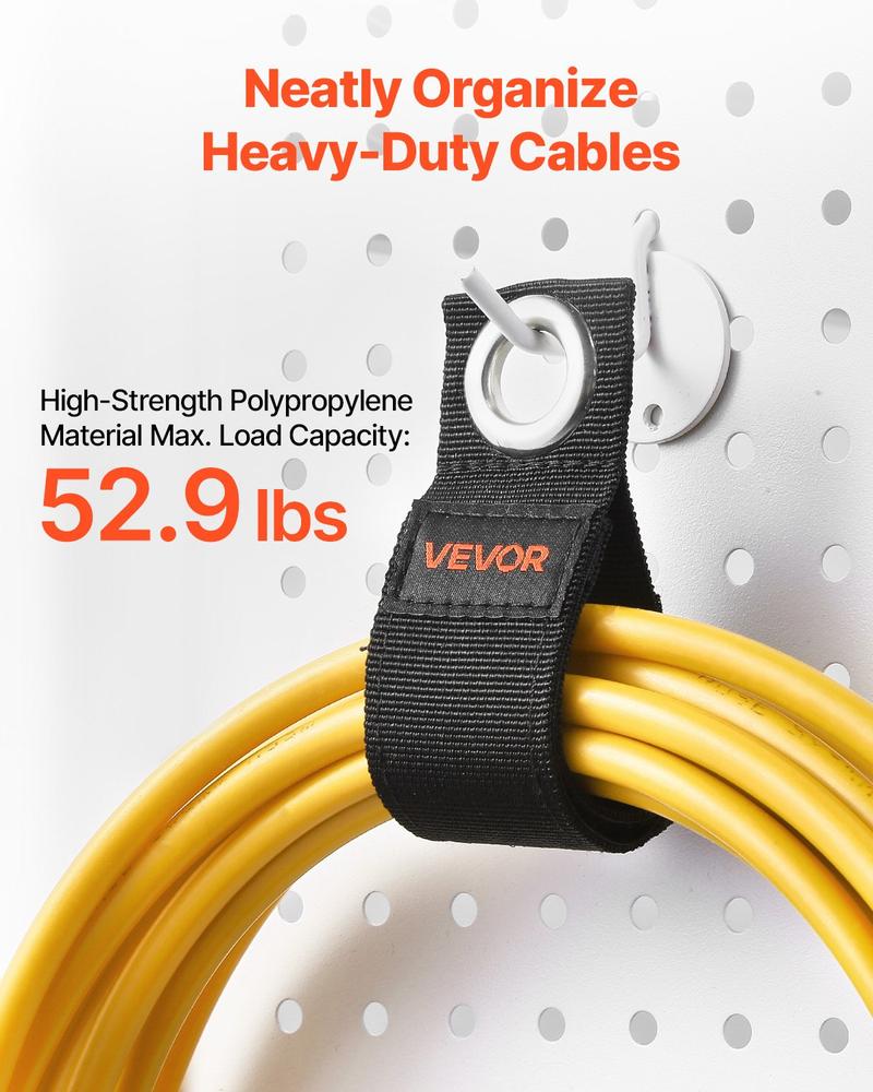 VEVOR Extension Cord Straps, 8-Pack Cable Holder Organizer, Heavy-Duty Extension Cord Hanger for Garage Organization and Storage, 52.9lbs Weight Capacity Storage Strap, Stocking Stuffer for Dad & Mom