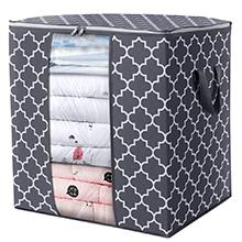 Storage Bags [3 Pack/100L] Large Blanket Clothes Organization and Storage Containers for Comforters,Bedding, Foldable Organizer with Reinforced Handle, Clear Window, Sturdy Zippers,Gray