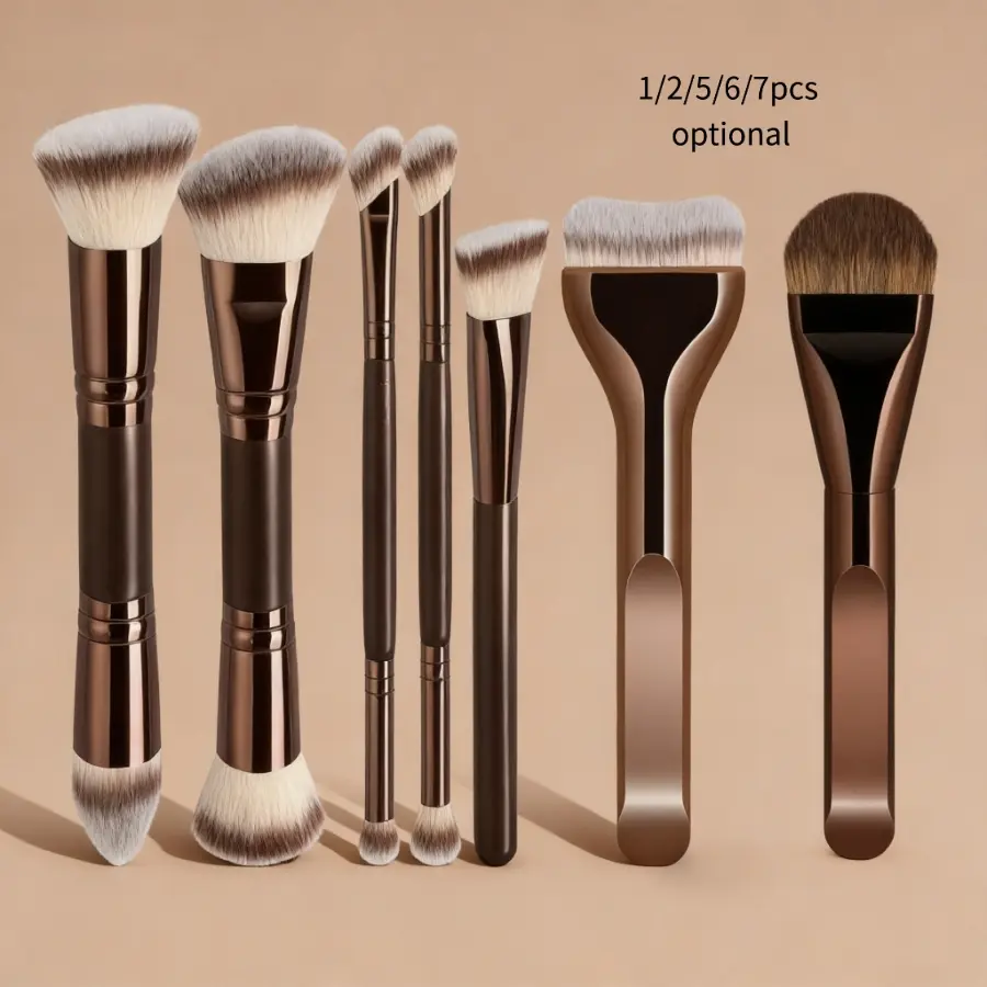 Professional Dual-Ended Makeup Brush Set, High-Quality Synthetic Fiber Foundation Concealer Loose Powder Brush, Face and Eye Contouring Tool, Face Makeup Brushes, Makeup Blending Brushes