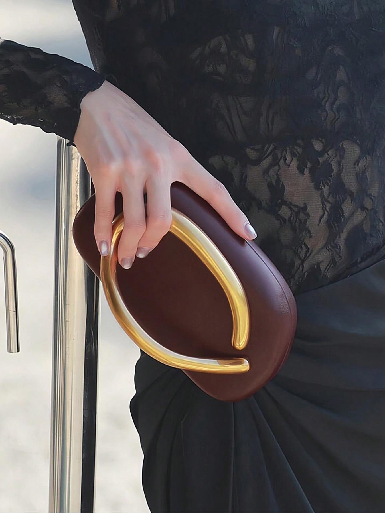 Women's Fashionable Solid Color Evening Bag, with Kiss Lock Design, Casual Versatile Handbag for Party, Trendy All-match & Exquisite Bag for Birthday Gift, Handheld Bag Purse