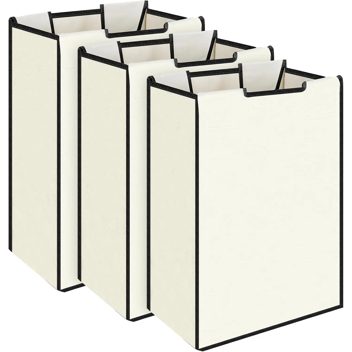 3 Pack Large Laundry Sorter Replacement Bags, Hamper Cart Removable Replacement, Laundry Storage Organizer-Replacement Bags, Beige, Square Shap