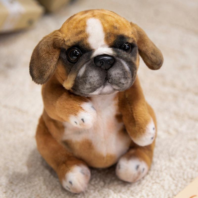 Realistic Bulldog Plush Toy, Stuffed Animal, Soft Fabric Dog with Expressive Eyes and Ears, Realistic Fur Texture, Warm Companion Gift