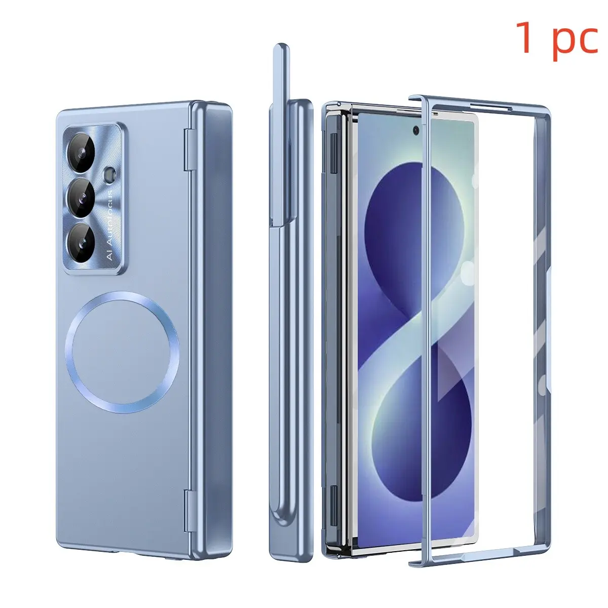 High-End Electroplated Magnetic Phone Case for Samsung Galaxy Z Fold8 Ultra/7/6, Includes Tempered Glass, Stylus, Wireless Charging, Dual Hinge Cover, Anti-Slip