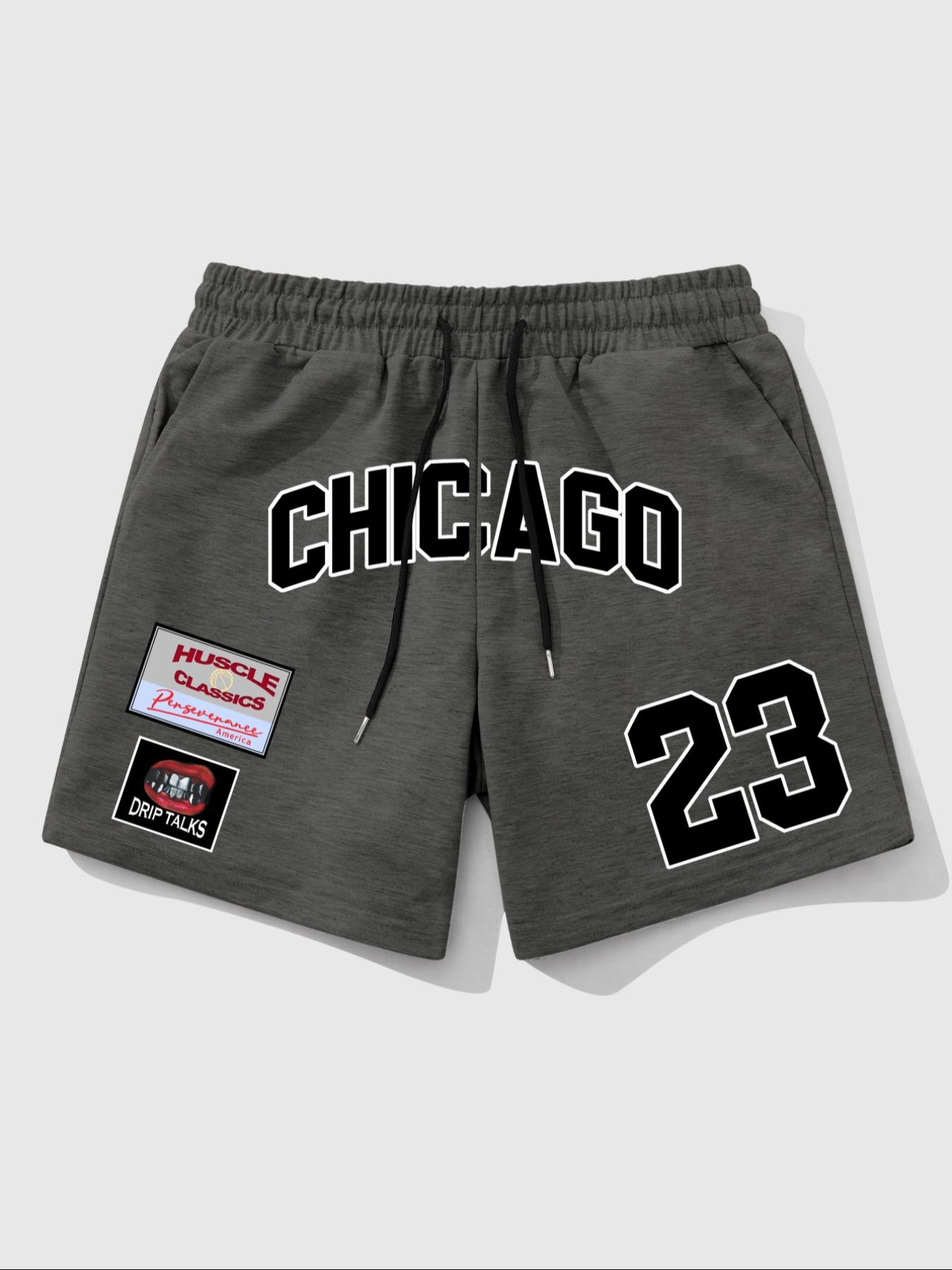 Men's Fashion Casual Cool Breathable Gym Shorts, Fitted Long Regular Fit, Elastic Waist, Street Style H Type Graphic Pants