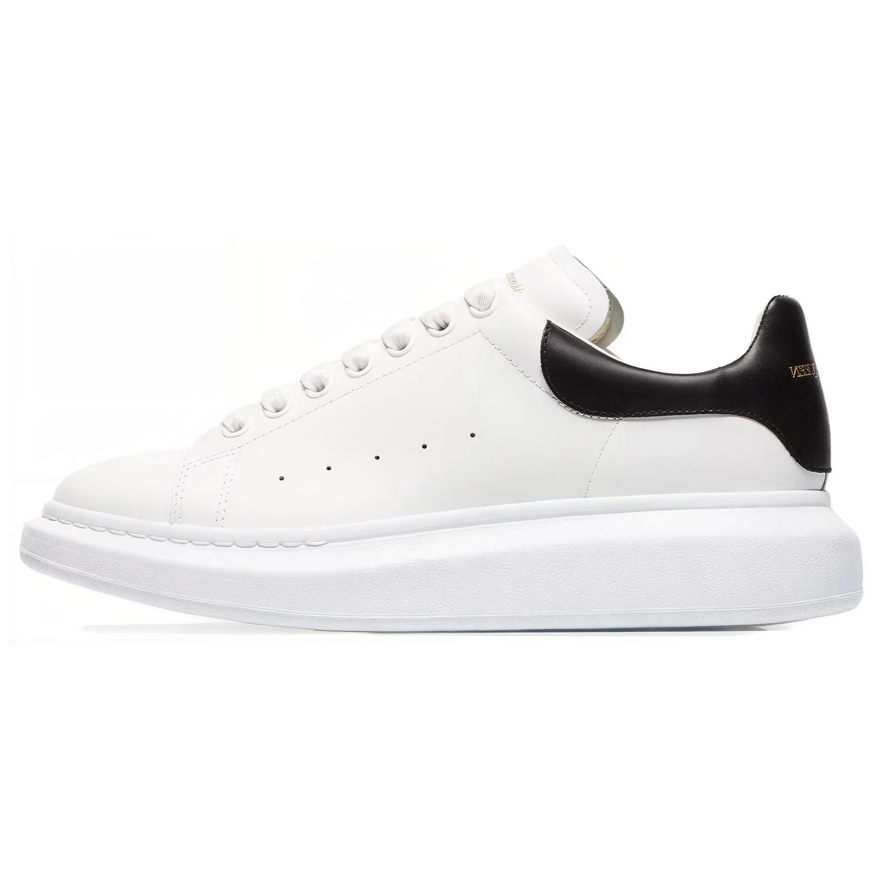 Alexander McQueen Oversized Sneakers for Men – Smooth Calfskin Low-Top Fashion Shoes in Black and White Verifiable, with credentials and supporting global authentication
