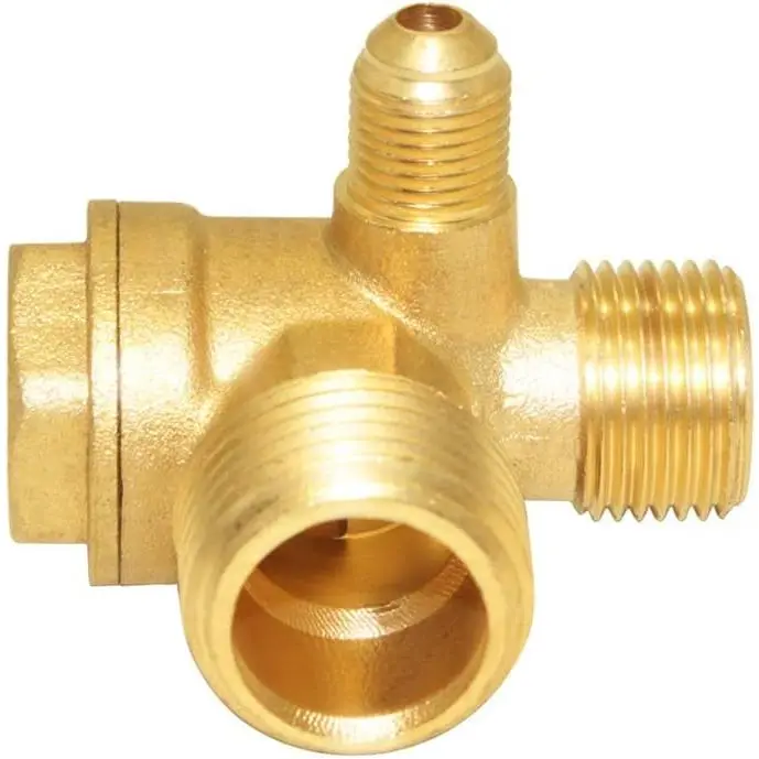 3-Way Brass Male Threaded Air Compressor Check Valve Central Pneumatic G1/2"xG3/8"xG1/8"