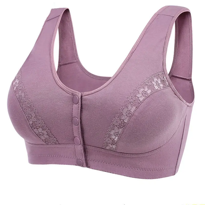 Plus Size Cotton Bra for Women, Wireless Vest Style with Front Closure, Full Coverage Support and Removable Pads, Bras For Women, Vest Bra