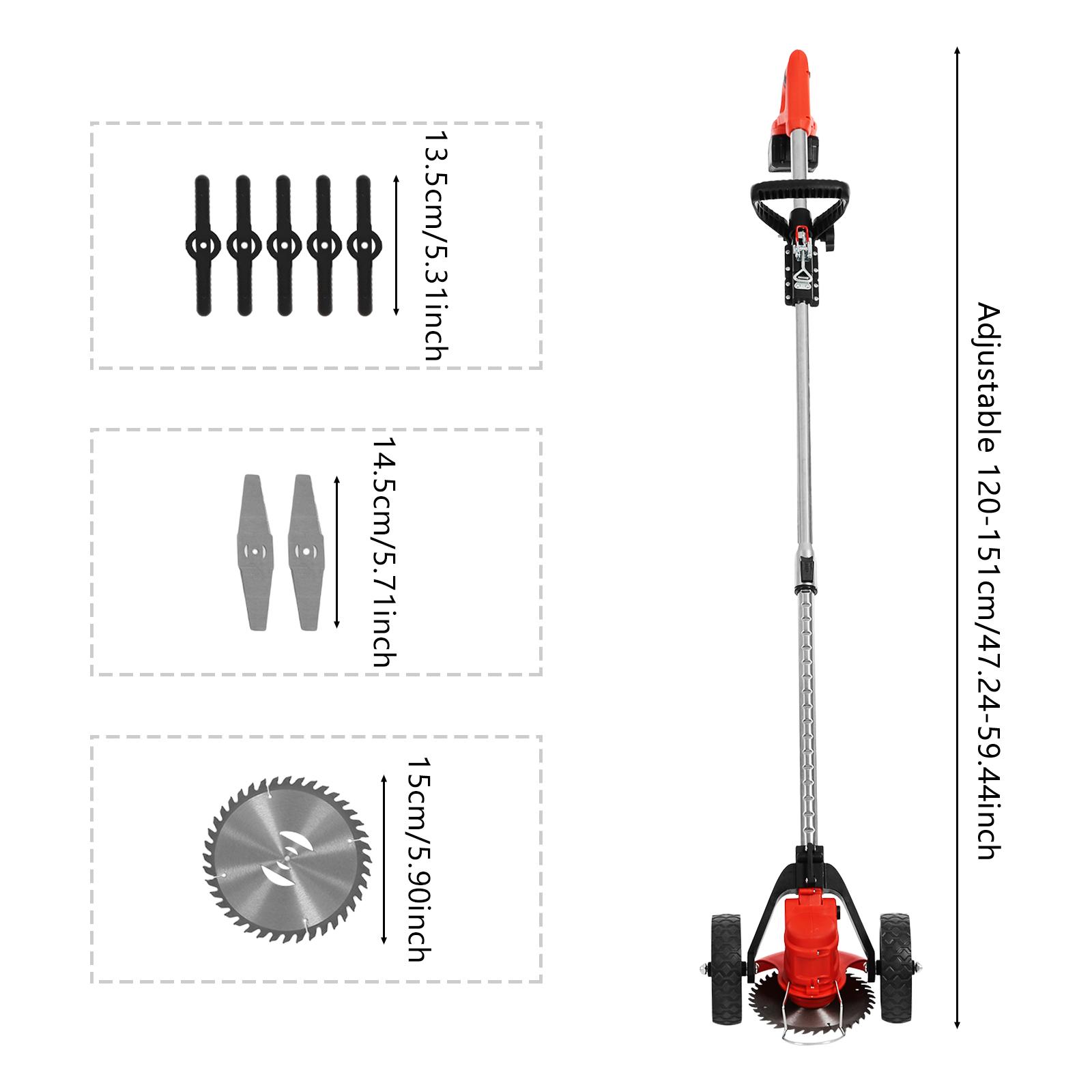 Cordless Electric Weed Trimmer 21V 800W Brushless Motor For Garden Lawn Grass Pruning With 2 Batteries