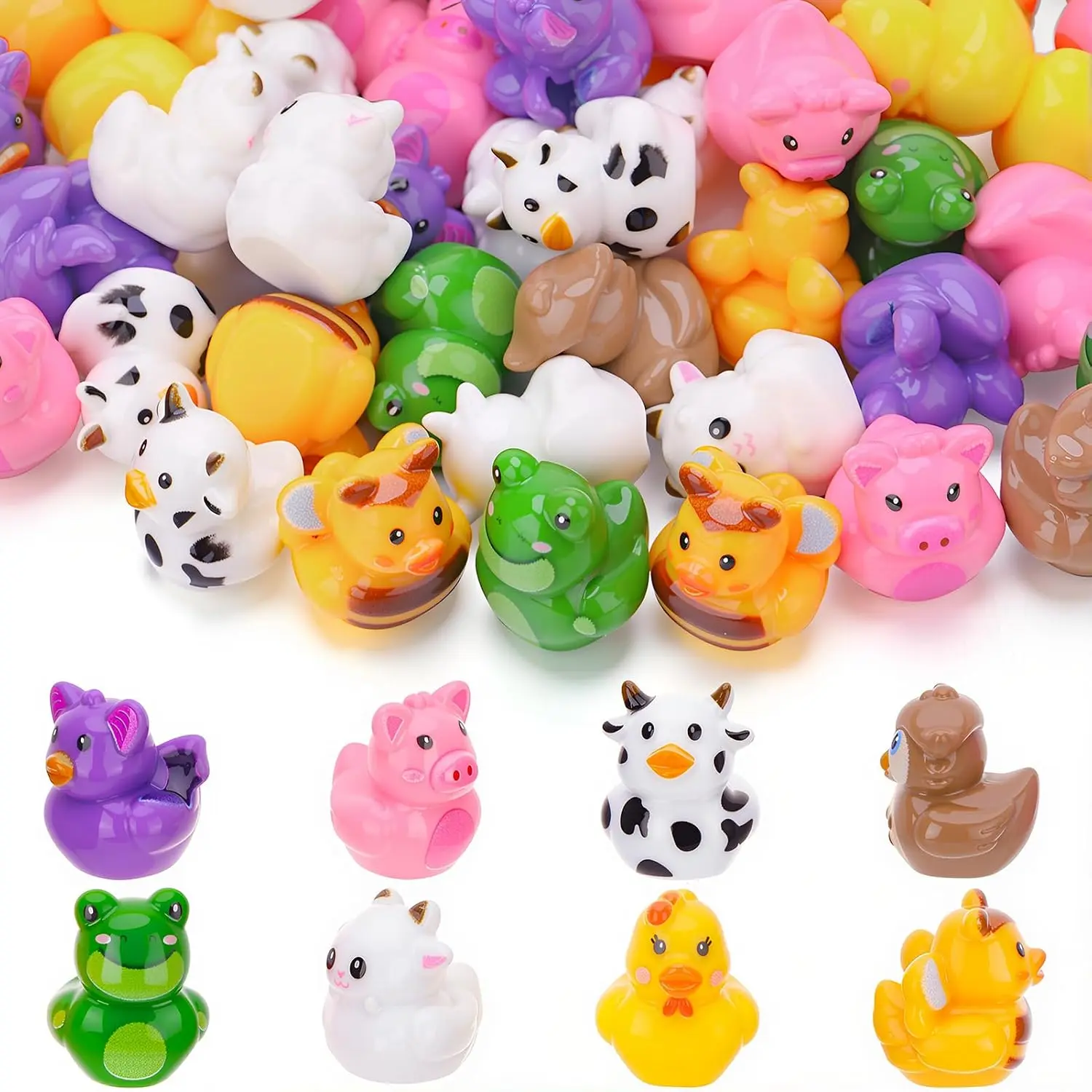 80 count Mini   Ducks    Figures Cow Frog  Owl Miniature Little Ducks to  for Craft Garden Dollhouse Landscape Ornament Potted Decor