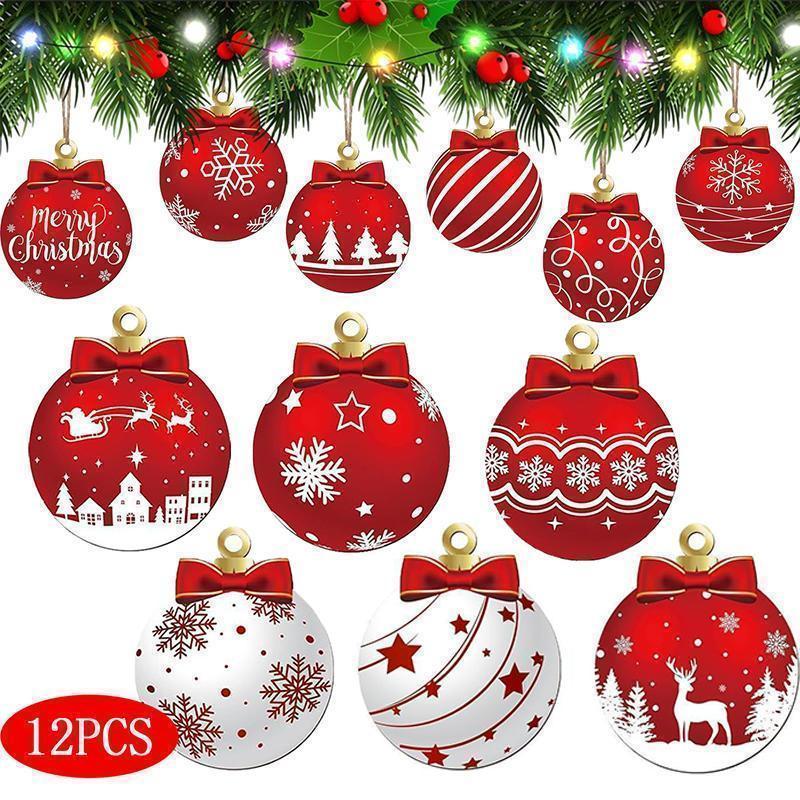 2025 Wooden Christmas Ornaments Hanging Decorations Xmas Ball Pendant DIY Christmas Tree Craft Decor for Home New Year Gifts