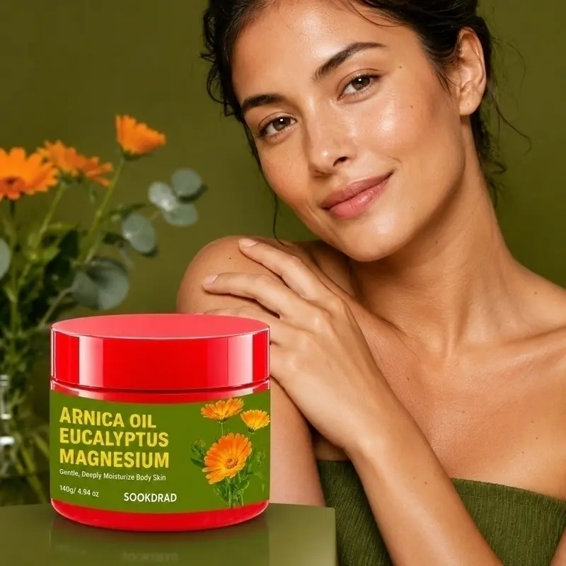 Arnica Oil Eucalyptus & Magnesium Body Cream SOOKDRAD, Gentle Deep Hydration Nourishing Body Skin Moisturizer 140g