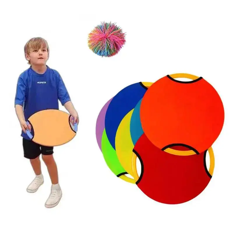 2PCS 28CM Outdoor Sports Game Set - Flying Disc, Trampoline Paddle Ball, Parent-Child Interactive Sensory Toss-and-Catch Toys for Kids+Adults