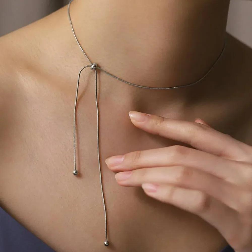 Personalized Snake Chain Adjustable Y Necklace for Woman Clavicle Pendant Stainless Steel Necklace Women's Holiday Gift Jewelry