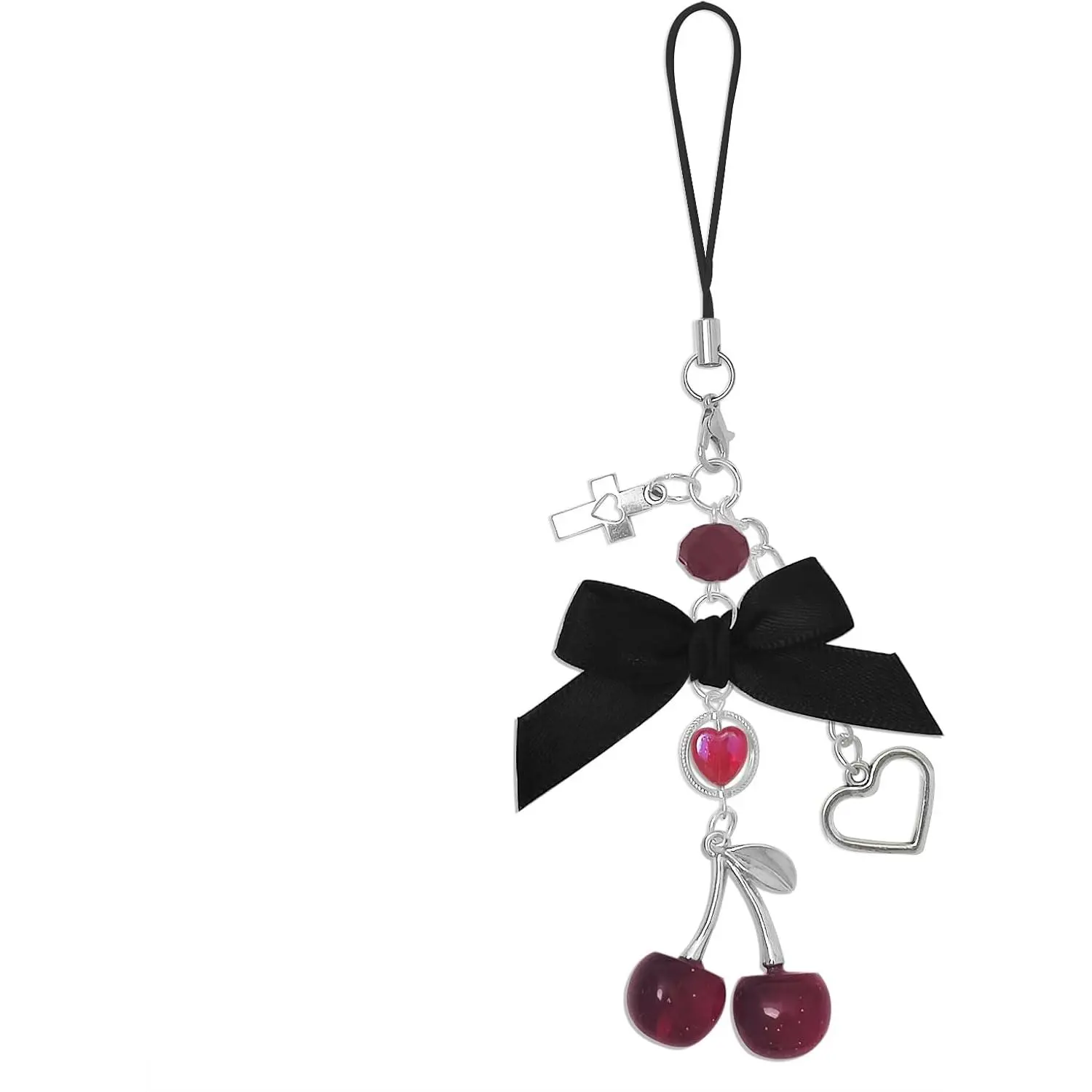 Phone Charms Strap Cute Cherry CellPhone Straps Aesthetic  Red Black BlueCherry Phone Chain for Camera  Bag Pendant Decor