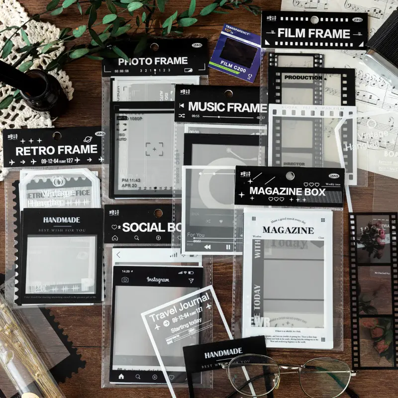 6PCS Vintage Dreamy Frame Stickers Set - Retro Photo & Film Borders for Aesthetic Journaling, Scrapbooking, Planner Decor & DIY Collage Art, Scrapbooking Supplies, Scrapbook Accessories