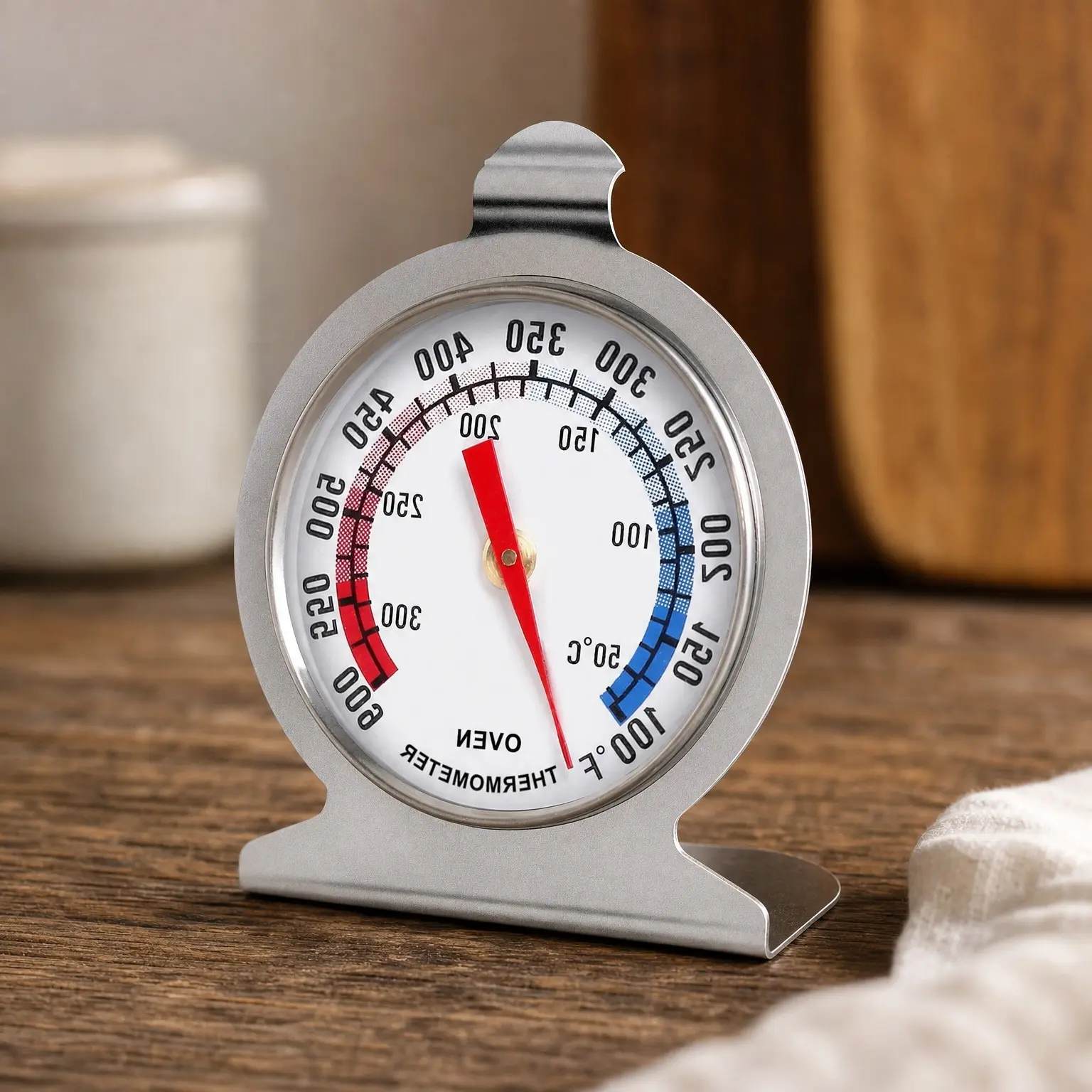 Stainless Steel Oven Thermometer 50-300°C/100-600°F, Analog Instant Read Battery-Free, Hook & Stand Design for Oven, Grill, Smoker, Fryer