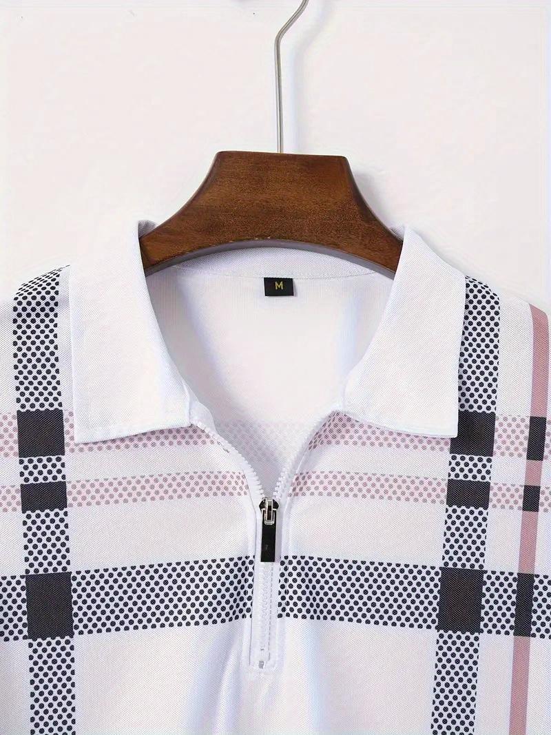 Summer Printed Checks Men's Casual Polo Collar Polo Shirt Menswear Top