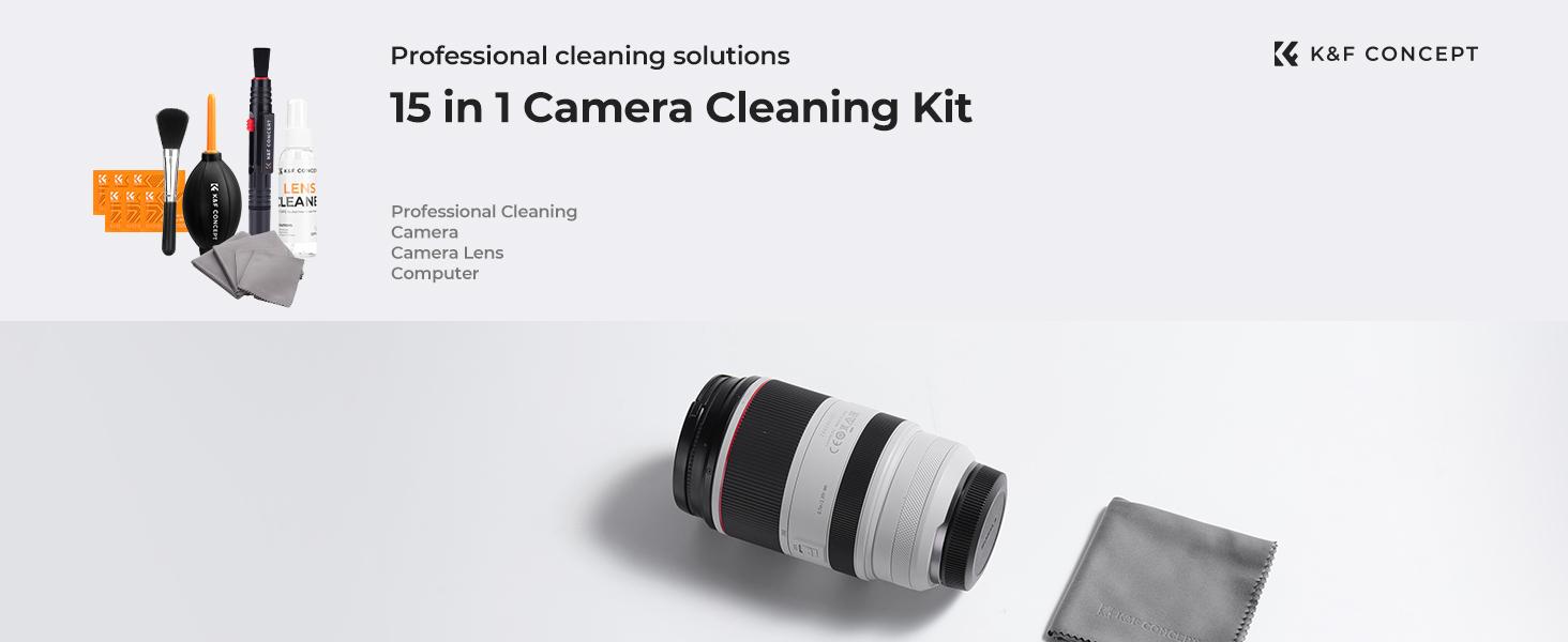 K&F CONCEPT 15-1 Professional Cleaning Kit for DSLR Cameras and Sensitive Electronics, Bundle with Lens Cleaner - Camera Accessories & Photography Accessorie for DSLR Camera Lens Filter Cell Phones