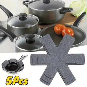 5pcs Cookware Protector Pad Set, Stackable Anti-Scratch Cookware Isolation Pads, Non-Slip Cookware Separator Pads Stackable Cookware Protector Pads, Effectively Protecting And Isolating Cookware