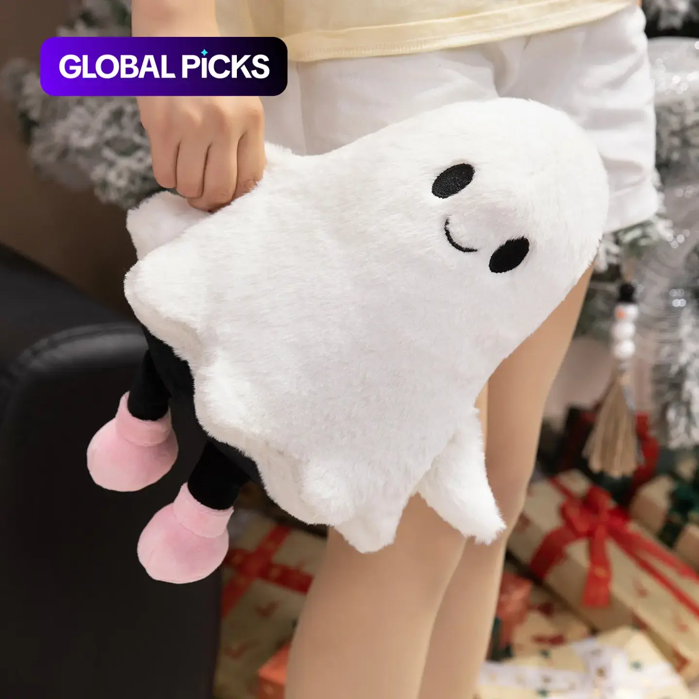 Cute Ghost Plush Doll with Shoes, Soft Halloween Stuffed Ghost Toy, Kawaii Spooky Ghost Plushie Gift for Girls, Halloween Decor, Soft Adorable Stuffed Soft Cuddly Gift #GLOBAL PICKS