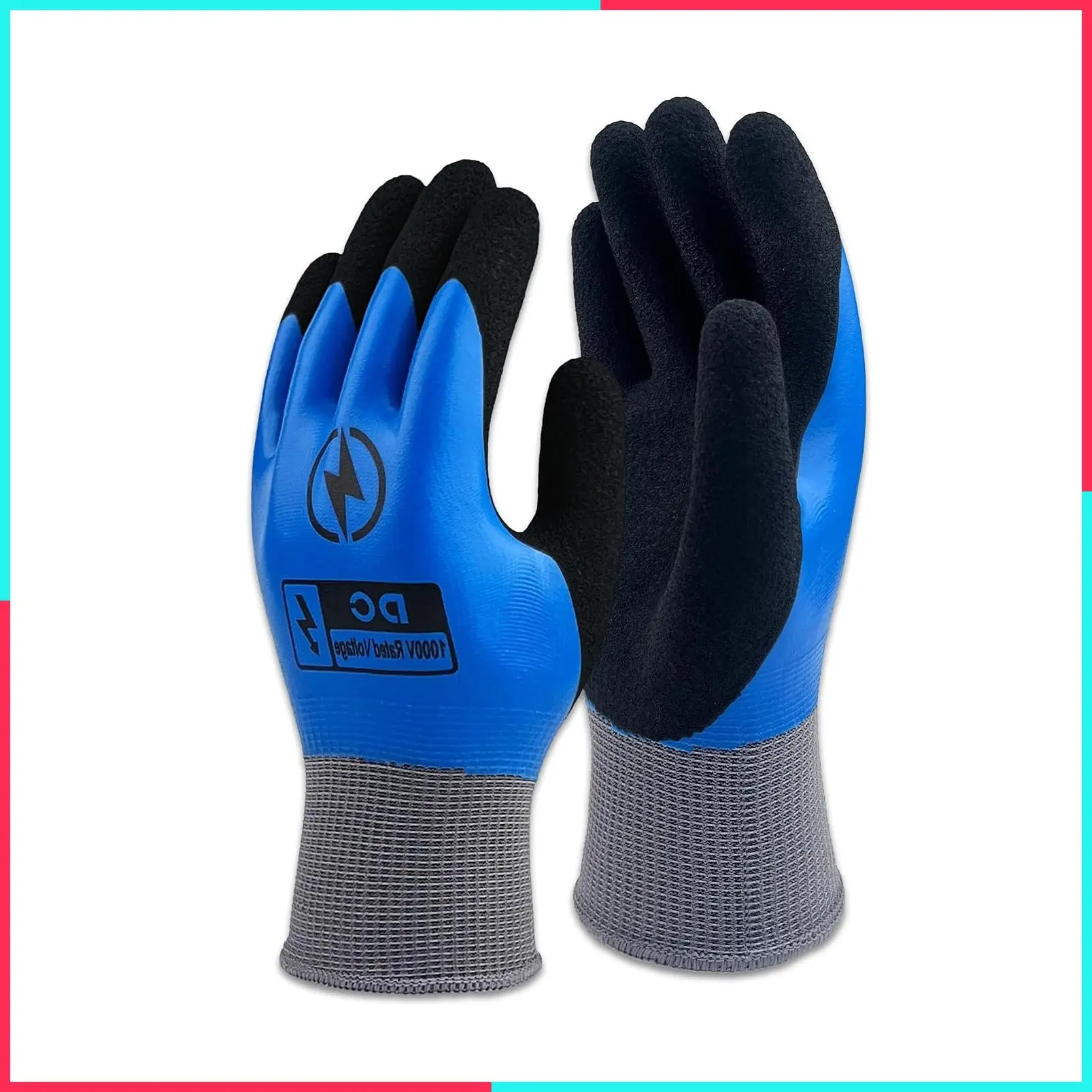 Insulated Electrician Gloves 1000V Coated Work Gloves for Electrical Maintenance, Non-slip Prevent Shock, Home Repair, Outlet Replacement, DIY Projects, Large