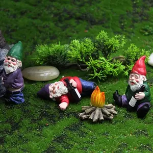 4-Piece Drunken Dwarf Party Set, Fun Garden Dwarfs Outdoor Statues for Yard and Lawn Decor, Colorful Resin Crafts for Home Decoration