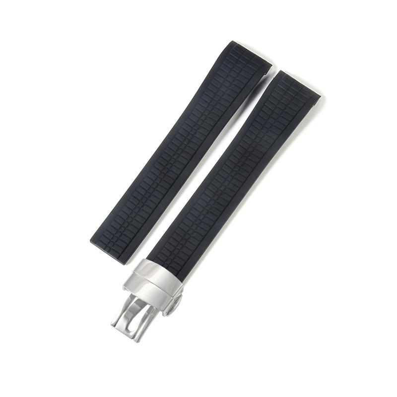 Steel stud silicone watch strap compatible with Patek Philippe Grenade 5164/5167 men's black sports rubber strap