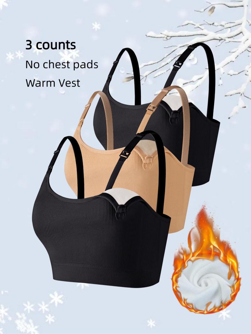 Maternity Solid Color Thermal Lined Bra, Adjustable Strap Warm Bra for Breastfeeding, Maternity Underwear for All Seasons