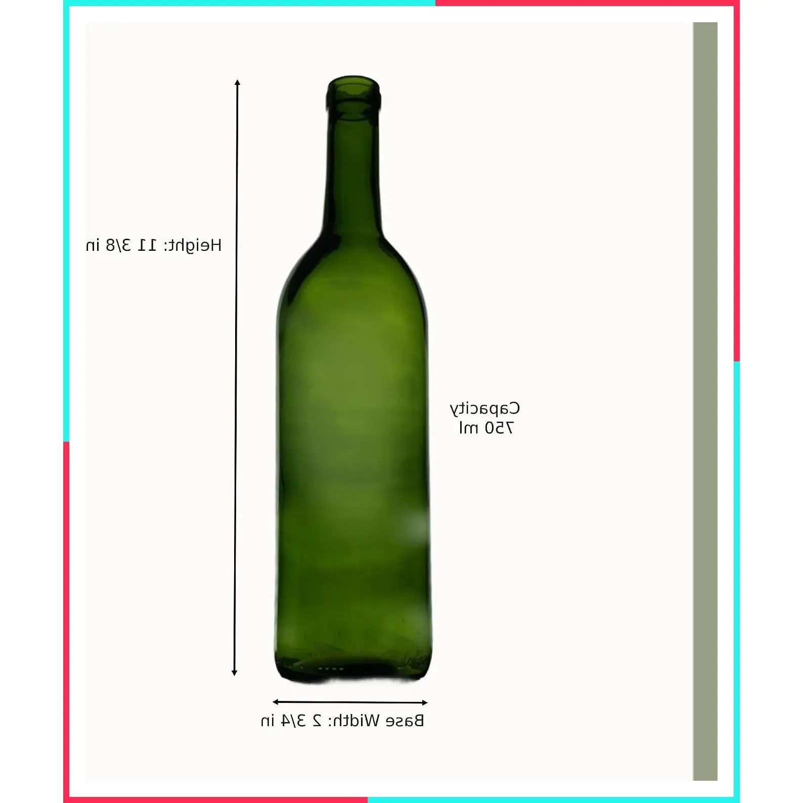 Green Glass Bordeaux Wine Bottles, 750ml, Case of 6